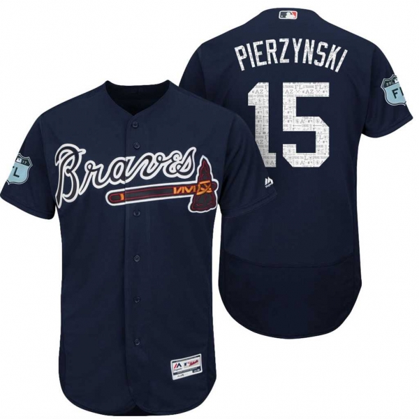 Men's Atlanta Braves #15 A.J. Pierzynski 2017 Spring Training Flex Base Authentic Collection Stitched Baseball Jersey