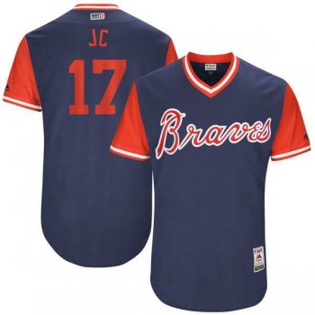 Men's Atlanta Braves #17 Johan Camargo JC Majestic Navy 2017 Little League World Series Players Weekend Jersey