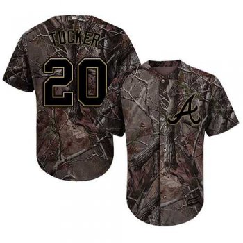 Men's Atlanta Braves #20 Preston Tucker Camo Realtree Collection Cool Base Stitched MLB