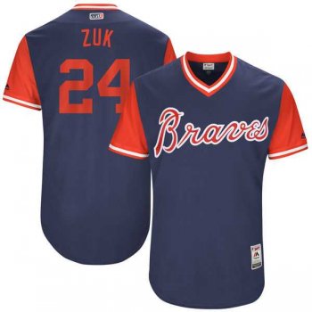 Men's Atlanta Braves #24 Kurt Suzuki Zuk Majestic Navy 2017 Little League World Series Players Weekend Jersey