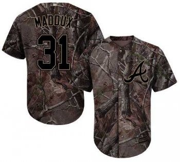 Men's Atlanta Braves #31 Greg Maddux Camo Realtree Collection Cool Base Stitched MLB