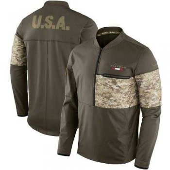 Men's Atlanta Falcons Nike Olive Salute to Service Sideline Hybrid Half-Zip Pullover Jacket