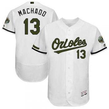 Men's Baltimore Orioles #13 Manny Machado White Flexbase Authentic Collection Memorial Day Stitched MLB Jersey