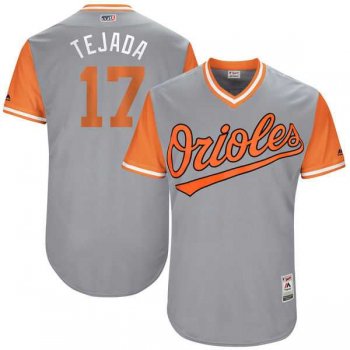 Men's Baltimore Orioles #17 Ruben Tejada Tejada Majestic Gray 2017 Little League World Series Players Weekend Jersey