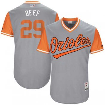 Men's Baltimore Orioles #29 Welington Castillo Beef Majestic Gray 2017 Little League World Series Players Weekend Jersey