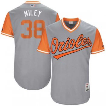 Men's Baltimore Orioles #38 Wade Miley Miley Majestic Gray 2017 Little League World Series Players Weekend Jersey