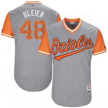 Men's Baltimore Orioles #48 Richard Bleier Bleier Majestic Gray 2017 Little League World Series Players Weekend Jersey