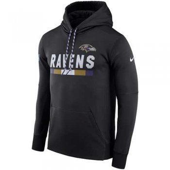 Men's Baltimore Ravens Nike Black Sideline ThermaFit Performance PO Hoodie