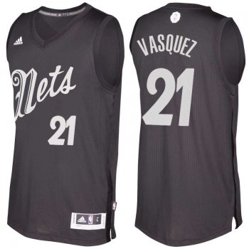 Men's Brooklyn Nets #21 Greivis Vasquez Black 2016 Christmas Day NBA Swingman Jersey