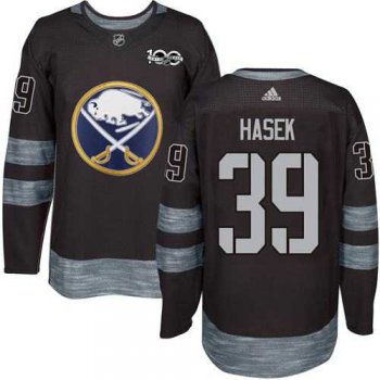 Men's Buffalo Sabres #39 Dominik Hasek Black 1917-2017 100th Anniversary Stitched NHL Jersey