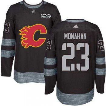 Men's Calgary Flames #23 Sean Monahan Black 1917-2017 100th Anniversary Stitched NHL Jersey