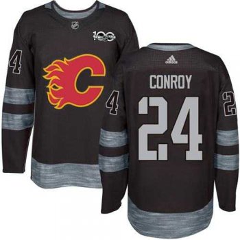 Men's Calgary Flames #24 Craig Conroy Black 1917-2017 100th Anniversary Stitched NHL Jersey