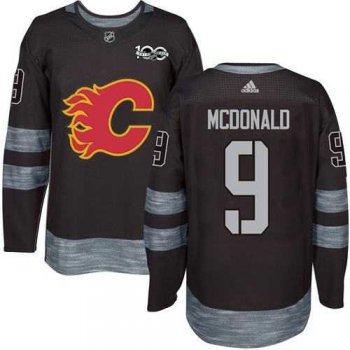 Men's Calgary Flames #9 Lanny McDonald Black 1917-2017 100th Anniversary Stitched NHL Jersey