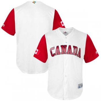 Men's Canada Baseball Blank Majestic White 2017 World Baseball Classic Team Jersey