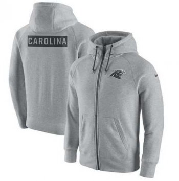 Men's Carolina Panthers Nike Ash Gridiron Gray 2.0 Full-Zip Hoodie