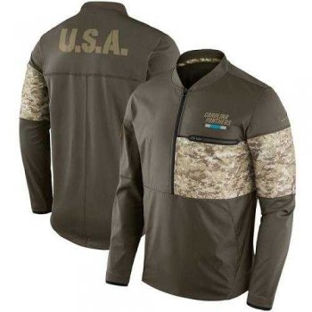 Men's Carolina Panthers Nike Olive Salute to Service Sideline Hybrid Half-Zip Pullover Jacket