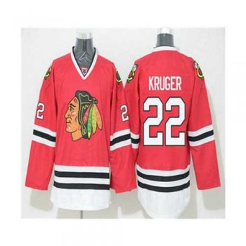 Men's Chicago Blackhawks #22 Marcus Kruger Home Red Reebok NHL Hockey Jersey