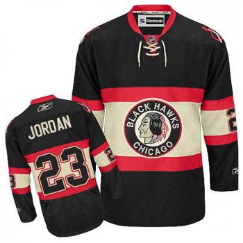 Men's Chicago Blackhawks #23 Michael Jordan Black New Third Jersey