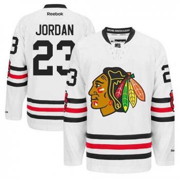 Men's Chicago Blackhawks #23 Michael Jordan White 2015 Winter Classic Jersey