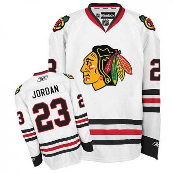 Men's Chicago Blackhawks #23 Michael Jordan White Away Jersey