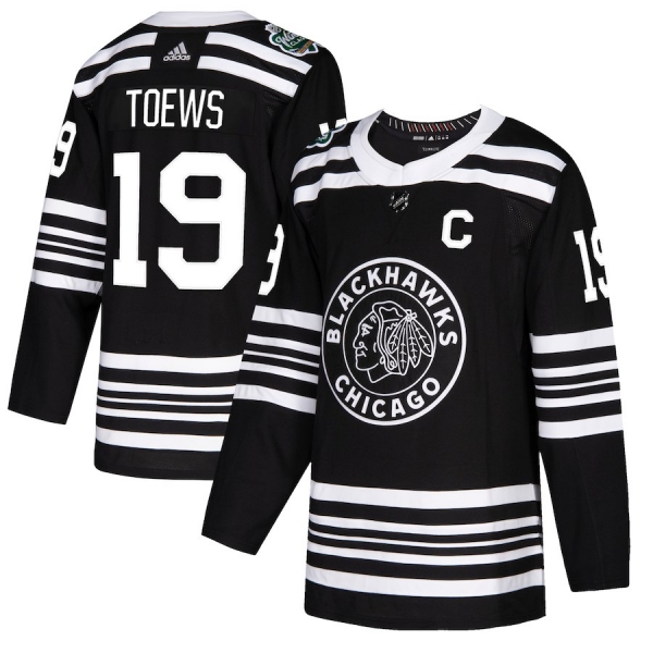 Men's Chicago Blackhawks Jonathan Toews adidas Black 2019 Winter Classic Authentic Player Jersey