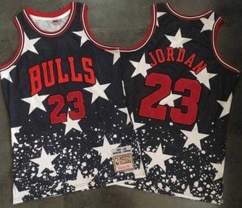 Men's Chicago Bulls #23 Michael Jordan Navy Throwback 1997 4th of July Stitched NBA