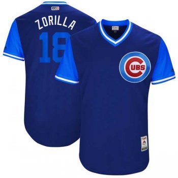 Men's Chicago Cubs #18 Ben Zobrist Zorilla Majestic Royal 2017 Little League World Series Players Weekend Jersey