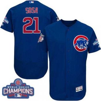 Men's Chicago Cubs #21 Sammy Sosa Blue Flexbase Authentic Collection 2016 World Series Champions Stitched Baseball Jersey