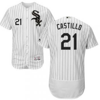 Men's Chicago White Sox #21 Welington Castillo White(Black Strip) Flexbase Authentic Collection Stitched MLB