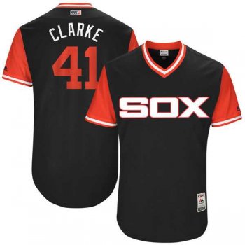 Men's Chicago White Sox #41 Adam Engel Clarke Majestic Black 2017 Little League World Series Players Weekend Jersey