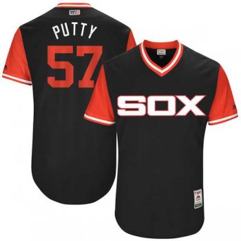 Men's Chicago White Sox #57 Zach Putnam Putty Majestic Black 2017 Little League World Series Players Weekend Jersey