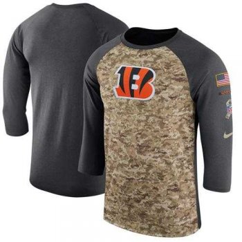 Men's Cincinnati Bengals Nike Camo Anthracite Salute to Service Sideline Legend Performance Three-Quarter Sleeve T-Shirt