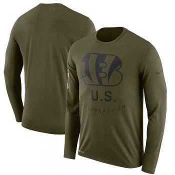 Men's Cincinnati Bengals Nike Olive Salute to Service Sideline Legend Performance Long Sleeve T-Shirt