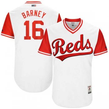 Men's Cincinnati Reds #16 Tucker Barnhart Barney Majestic White 2017 Little League World Series Players Weekend Jersey