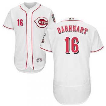 Men's Cincinnati Reds #16 Tucker Barnhart White Flexbase Authentic Collection Stitched MLB