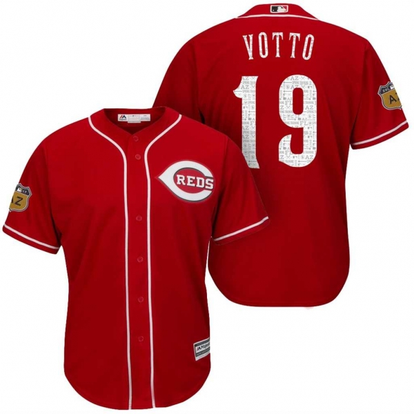 Men's Cincinnati Reds #19 Joey Votto 2017 Spring Training Cool Base Stitched MLB Jersey