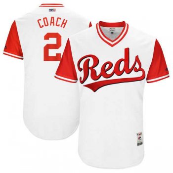 Men's Cincinnati Reds #2 Zack Cozart Coach Majestic White 2017 Little League World Series Players Weekend Jersey