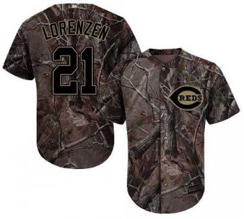 Men's Cincinnati Reds #21 Michael Lorenzen Camo Realtree Collection Cool Base Stitched MLB