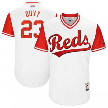 Men's Cincinnati Reds #23 Adam Duvall Duvy Majestic White 2017 Little League World Series Players Weekend Jersey