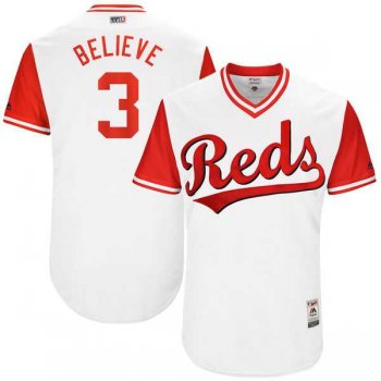 Men's Cincinnati Reds #3 Patrick Kivlehan Believe Majestic White 2017 Little League World Series Players Weekend Jersey