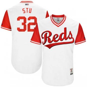 Men's Cincinnati Reds #32 Stuart Turner Stu Majestic White 2017 Little League World Series Players Weekend Jersey