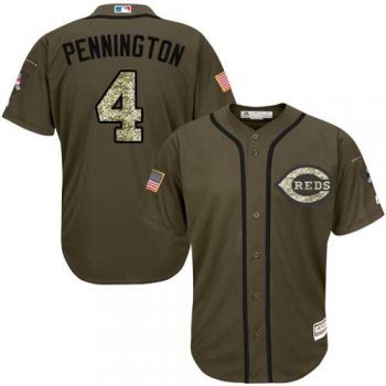 Men's Cincinnati Reds #4 Cliff Pennington Green Salute to Service Stitched MLB