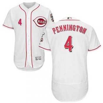 Men's Cincinnati Reds #4 Cliff Pennington White Flexbase Authentic Collection Stitched MLB