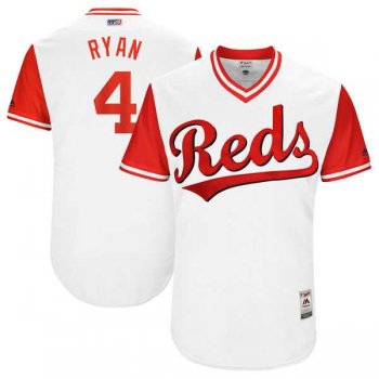 Men's Cincinnati Reds #4 Scooter Gennett Ryan Majestic White 2017 Little League World Series Players Weekend Jersey