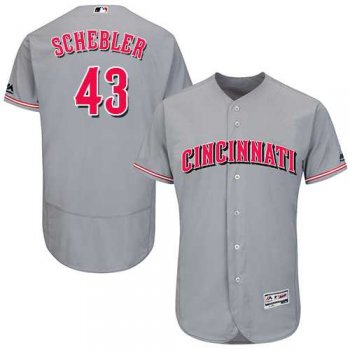 Men's Cincinnati Reds #43 Scott Schebler Grey Flexbase Authentic Collection Stitched MLB