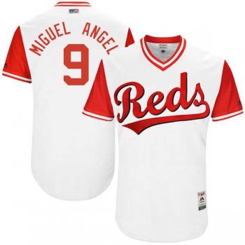 Men's Cincinnati Reds #9 Jose Peraza Miguel Angel Majestic White 2017 Little League World Series Players Weekend Jersey