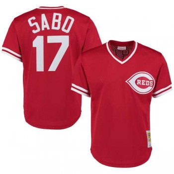 Men's Cincinnati Reds Chris Sabo Mitchell & Ness Red Cooperstown Mesh Batting Practice Jersey