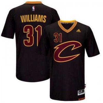 Men's Cleveland Cavaliers #31 Deron Williams adidas Black Sleeved Player Swingman Jersey