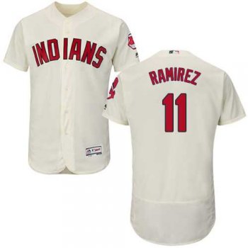 Men's Cleveland Indians #11 Jose Ramirez Cream Flexbase Authentic Collection Stitched MLB Jersey