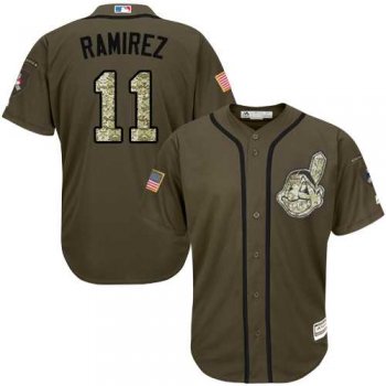 Men's Cleveland Indians #11 Jose Ramirez Green Salute to Service Stitched MLB Jersey